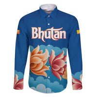 Bhutan Lotus Blossom Family Matching Short Sleeve Bodycon Dress and Hawaiian Shirt with White Dragon and Sacred Cloud Harmony