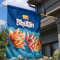 Bhutan Lotus Blossom Garden Flag with White Dragon and Sacred Cloud Harmony