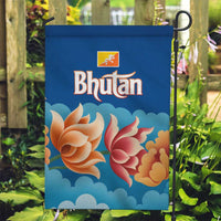 Bhutan Lotus Blossom Garden Flag with White Dragon and Sacred Cloud Harmony