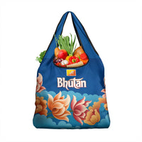 Bhutan Lotus Blossom Grocery Bag with White Dragon and Sacred Cloud Harmony