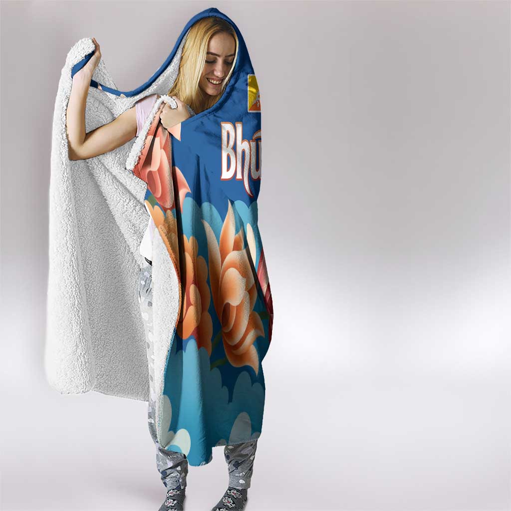 Bhutan Lotus Blossom Hooded Blanket with White Dragon and Sacred Cloud Harmony