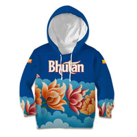 Bhutan Lotus Blossom Kid Hoodie with White Dragon and Sacred Cloud Harmony