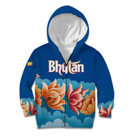 Bhutan Lotus Blossom Kid Hoodie with White Dragon and Sacred Cloud Harmony