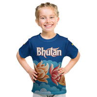 Bhutan Lotus Blossom Kid T Shirt with White Dragon and Sacred Cloud Harmony