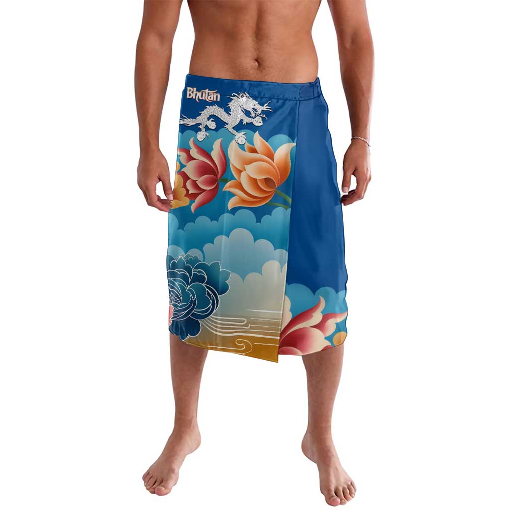 Bhutan Lotus Blossom Lavalava with White Dragon and Sacred Cloud Harmony