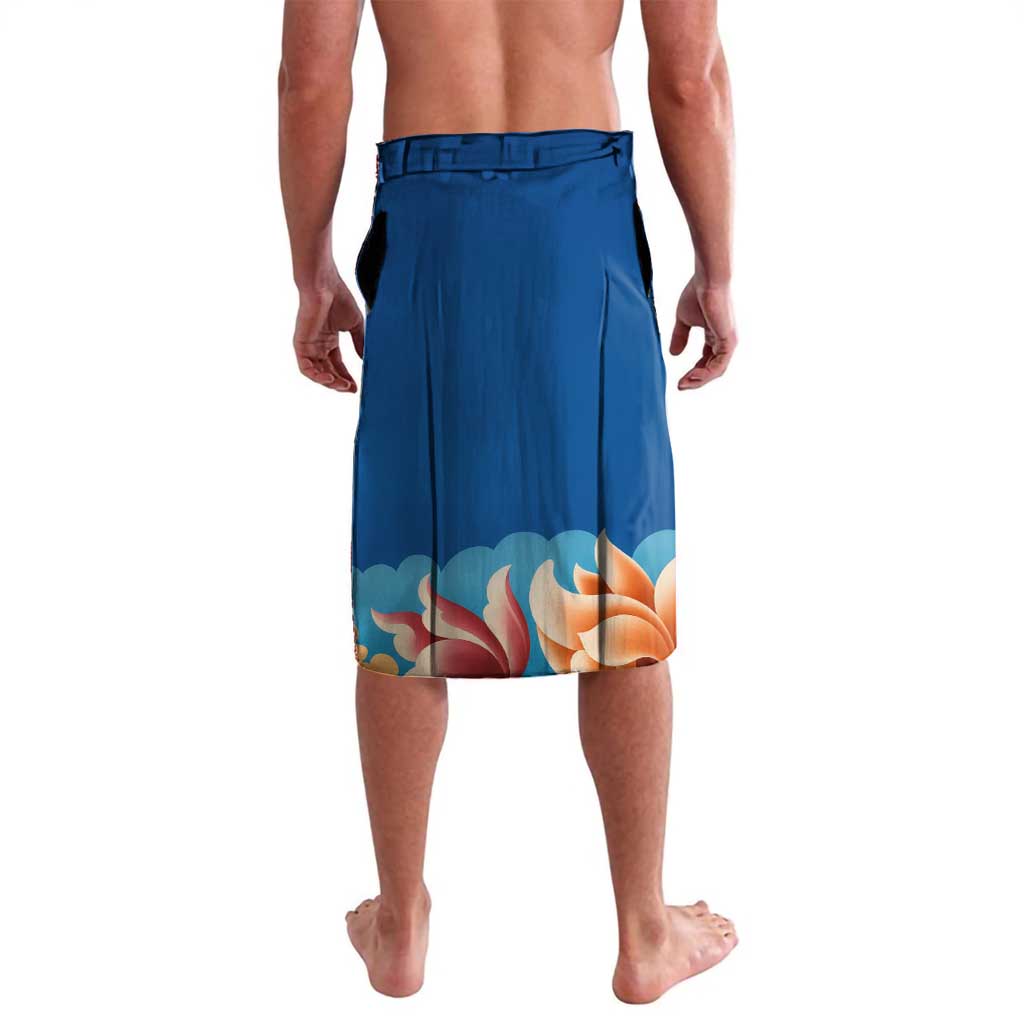 Bhutan Lotus Blossom Lavalava with White Dragon and Sacred Cloud Harmony