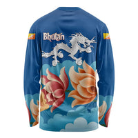 Bhutan Lotus Blossom Long Sleeve Shirt with White Dragon and Sacred Cloud Harmony