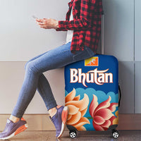 Bhutan Lotus Blossom Luggage Cover with White Dragon and Sacred Cloud Harmony