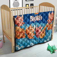 Bhutan Lotus Blossom Quilt with White Dragon and Sacred Cloud Harmony