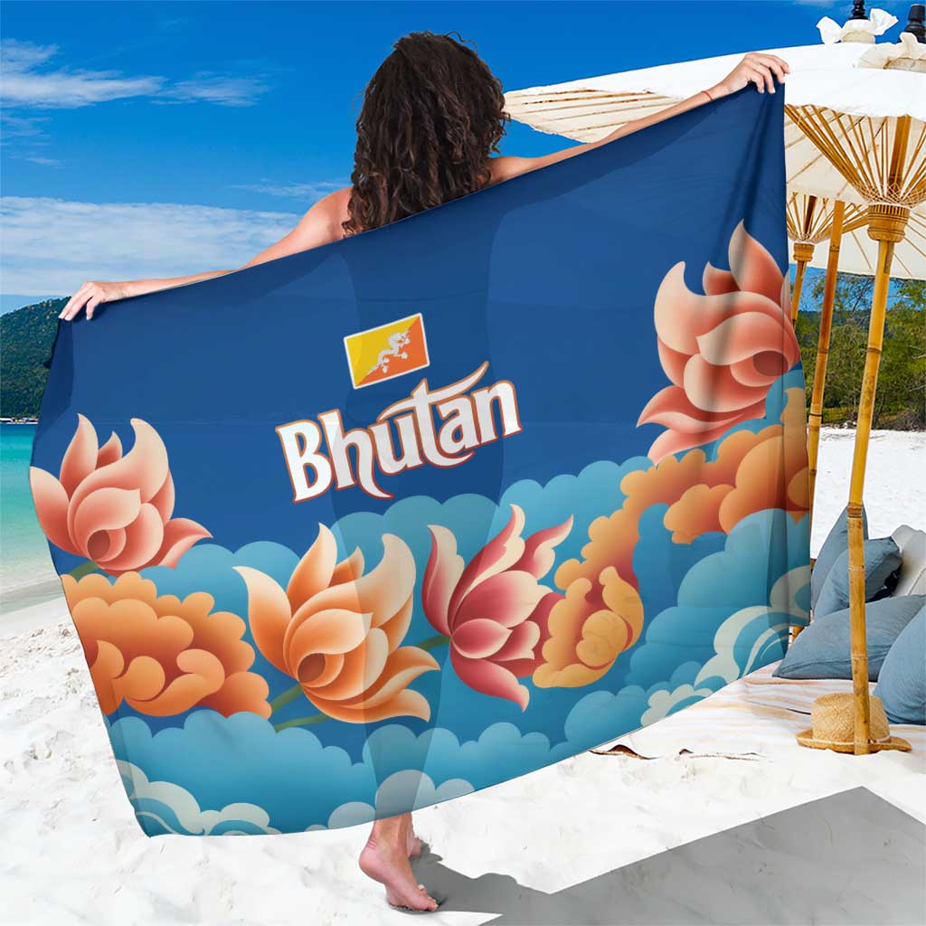 Bhutan Lotus Blossom Sarong with White Dragon and Sacred Cloud Harmony