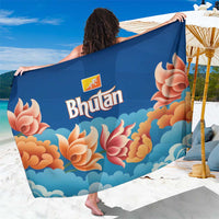 Bhutan Lotus Blossom Sarong with White Dragon and Sacred Cloud Harmony