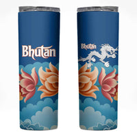 Bhutan Lotus Blossom Skinny Tumbler with White Dragon and Sacred Cloud Harmony