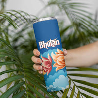 Bhutan Lotus Blossom Skinny Tumbler with White Dragon and Sacred Cloud Harmony