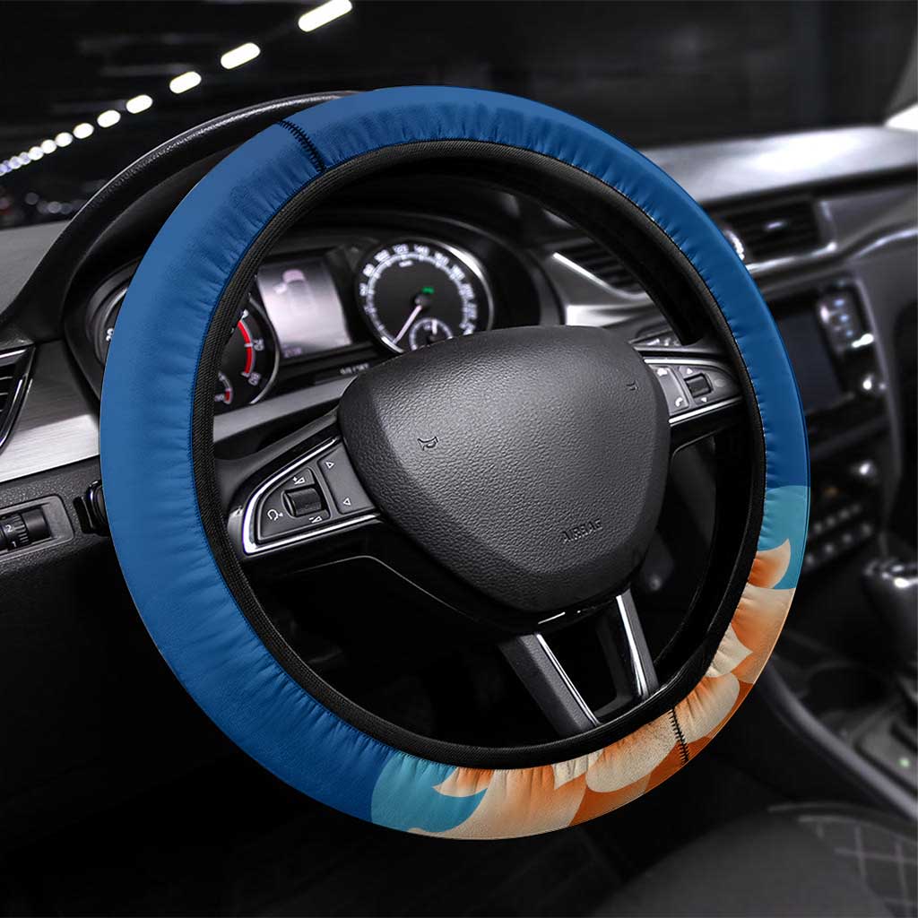 Bhutan Lotus Blossom Steering Wheel Cover with White Dragon and Sacred Cloud Harmony