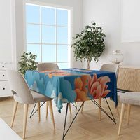 Bhutan Lotus Blossom Tablecloth with White Dragon and Sacred Cloud Harmony