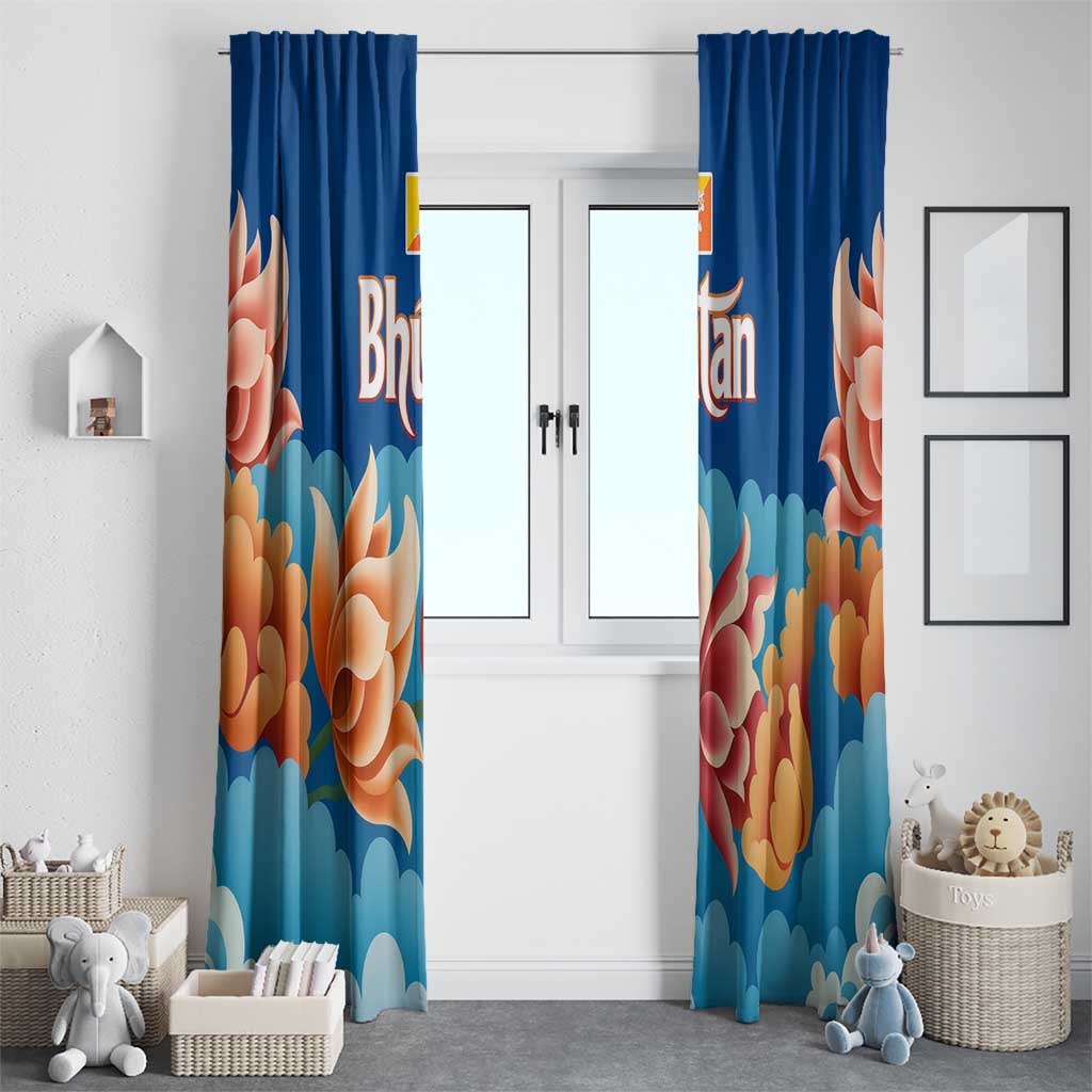 Bhutan Lotus Blossom Window Curtain with White Dragon and Sacred Cloud Harmony