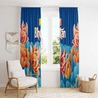 Bhutan Lotus Blossom Window Curtain with White Dragon and Sacred Cloud Harmony