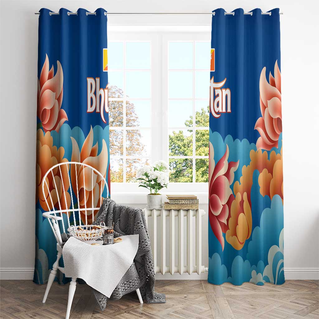 Bhutan Lotus Blossom Window Curtain with White Dragon and Sacred Cloud Harmony