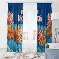 Bhutan Lotus Blossom Window Curtain with White Dragon and Sacred Cloud Harmony