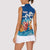Bhutan Lotus Blossom Women Sleeveless Polo Shirt with White Dragon and Sacred Cloud Harmony