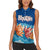 Bhutan Lotus Blossom Women Sleeveless Polo Shirt with White Dragon and Sacred Cloud Harmony