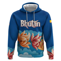 Bhutan Lotus Blossom Zip Hoodie with White Dragon and Sacred Cloud Harmony