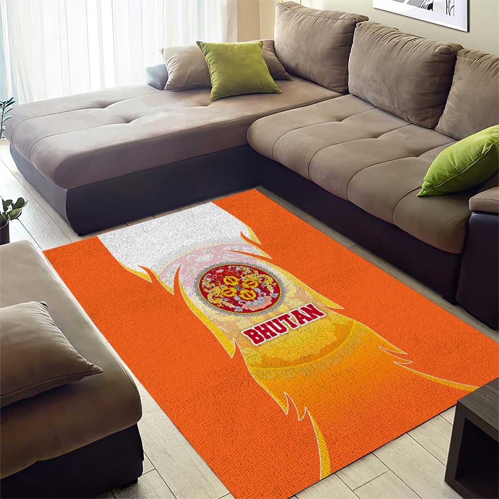 Bhutan Mandala Emblem Area Rug with Monastic Orange and Spiritual Harmony