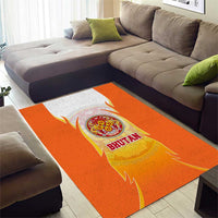 Bhutan Mandala Emblem Area Rug with Monastic Orange and Spiritual Harmony