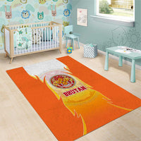 Bhutan Mandala Emblem Area Rug with Monastic Orange and Spiritual Harmony