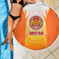 Bhutan Mandala Emblem Beach Blanket with Monastic Orange and Spiritual Harmony