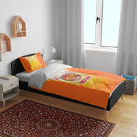 Bhutan Mandala Emblem Bedding Set with Monastic Orange and Spiritual Harmony