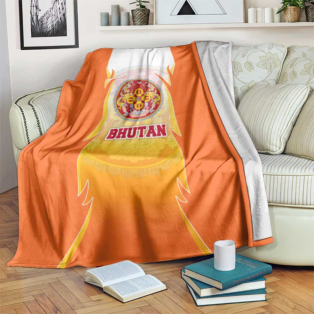 Bhutan Mandala Emblem Blanket with Monastic Orange and Spiritual Harmony