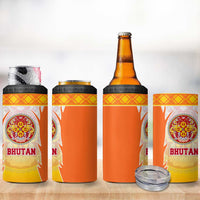 Bhutan Mandala Emblem 4 in 1 Can Cooler Tumbler with Monastic Orange and Spiritual Harmony