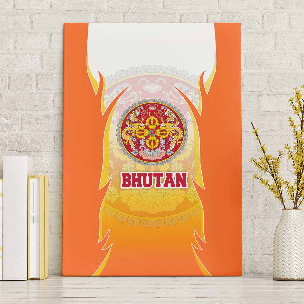 Bhutan Mandala Emblem Canvas Wall Art with Monastic Orange and Spiritual Harmony