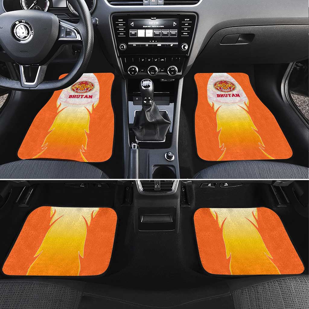 Bhutan Mandala Emblem Car Mats with Monastic Orange and Spiritual Harmony