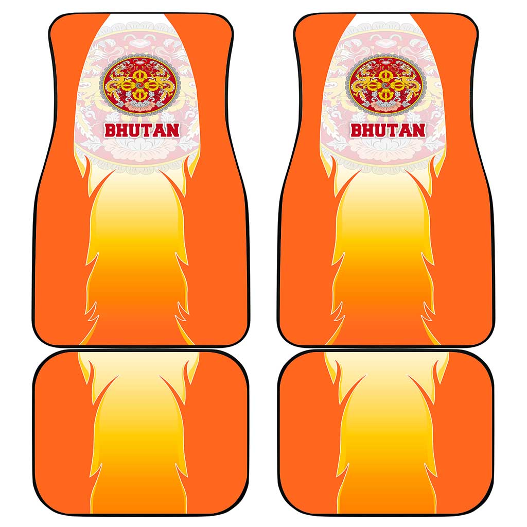 Bhutan Mandala Emblem Car Mats with Monastic Orange and Spiritual Harmony