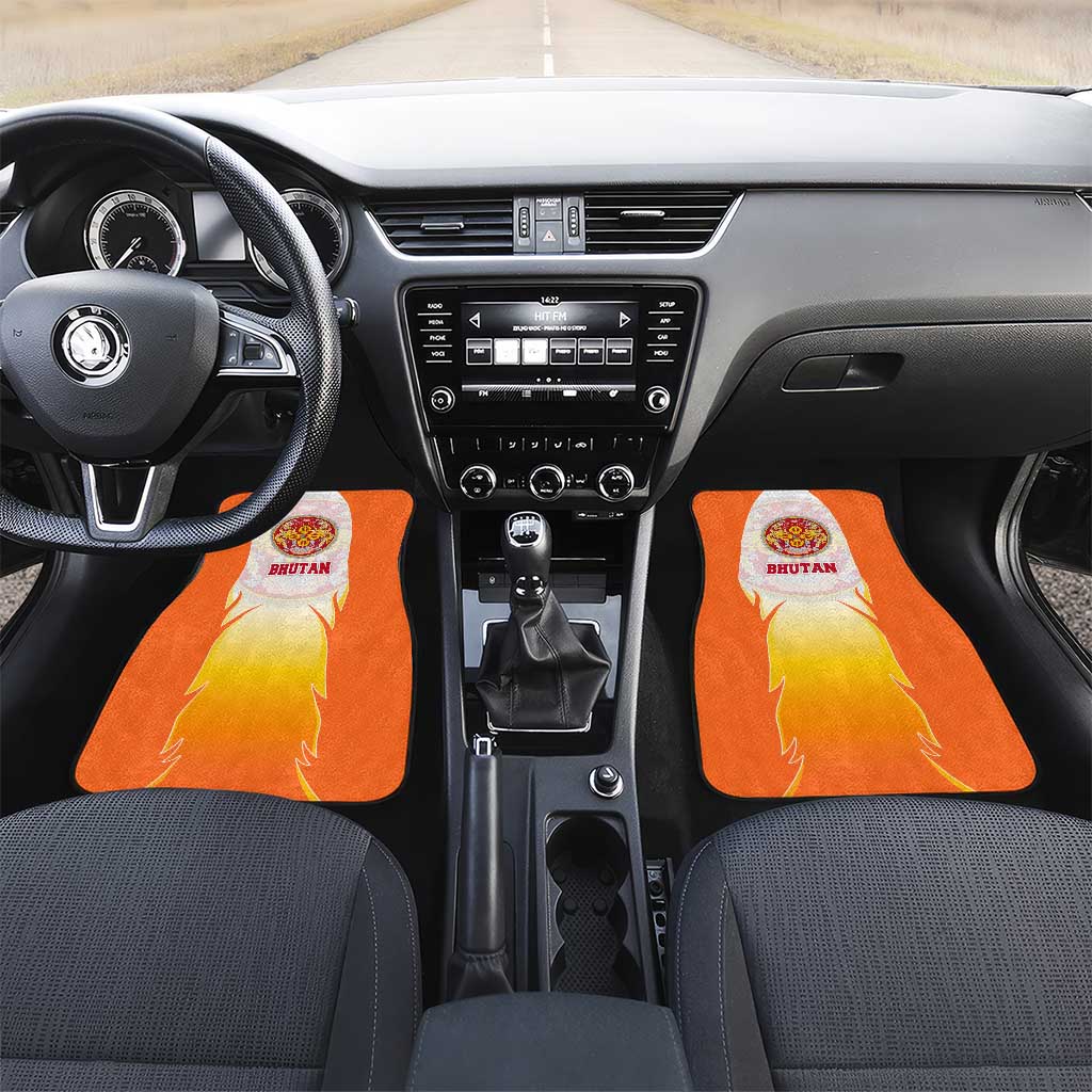 Bhutan Mandala Emblem Car Mats with Monastic Orange and Spiritual Harmony