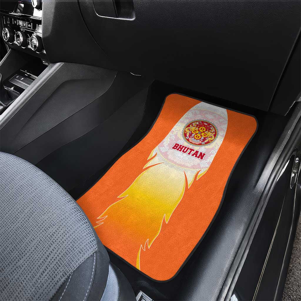 Bhutan Mandala Emblem Car Mats with Monastic Orange and Spiritual Harmony
