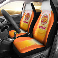Bhutan Mandala Emblem Car Seat Cover with Monastic Orange and Spiritual Harmony