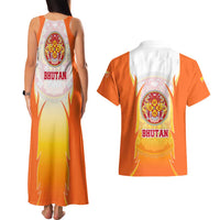 Bhutan Mandala Emblem Couples Matching Tank Maxi Dress and Hawaiian Shirt with Monastic Orange and Spiritual Harmony
