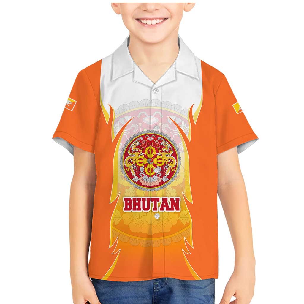 Bhutan Mandala Emblem Family Matching Mermaid Dress and Hawaiian Shirt with Monastic Orange and Spiritual Harmony