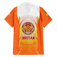 Bhutan Mandala Emblem Family Matching Off The Shoulder Long Sleeve Dress and Hawaiian Shirt with Monastic Orange and Spiritual Harmony