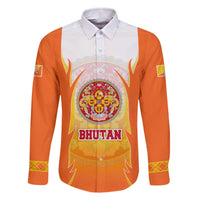 Bhutan Mandala Emblem Family Matching Off The Shoulder Long Sleeve Dress and Hawaiian Shirt with Monastic Orange and Spiritual Harmony