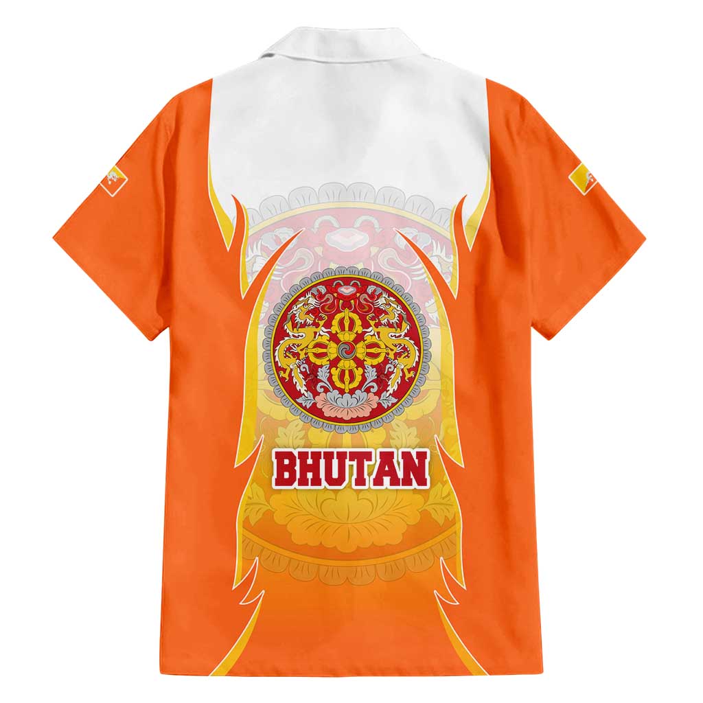 Bhutan Mandala Emblem Family Matching Off Shoulder Maxi Dress and Hawaiian Shirt with Monastic Orange and Spiritual Harmony
