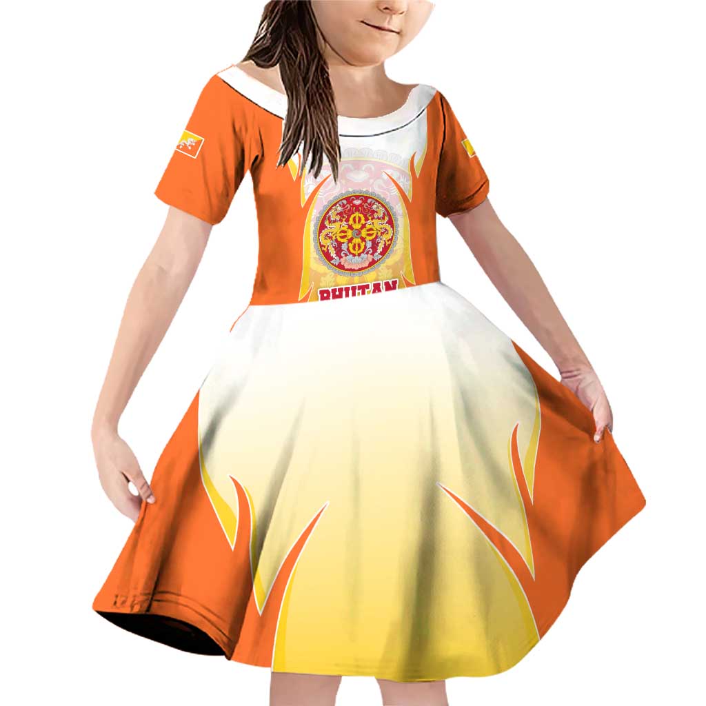 Bhutan Mandala Emblem Family Matching Off Shoulder Short Dress and Hawaiian Shirt with Monastic Orange and Spiritual Harmony