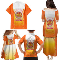 Bhutan Mandala Emblem Family Matching Puletasi and Hawaiian Shirt with Monastic Orange and Spiritual Harmony
