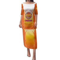Bhutan Mandala Emblem Family Matching Puletasi and Hawaiian Shirt with Monastic Orange and Spiritual Harmony