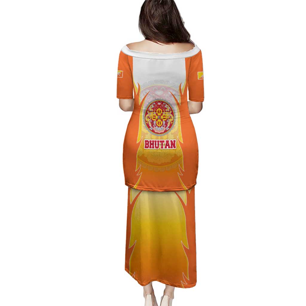 Bhutan Mandala Emblem Family Matching Puletasi and Hawaiian Shirt with Monastic Orange and Spiritual Harmony