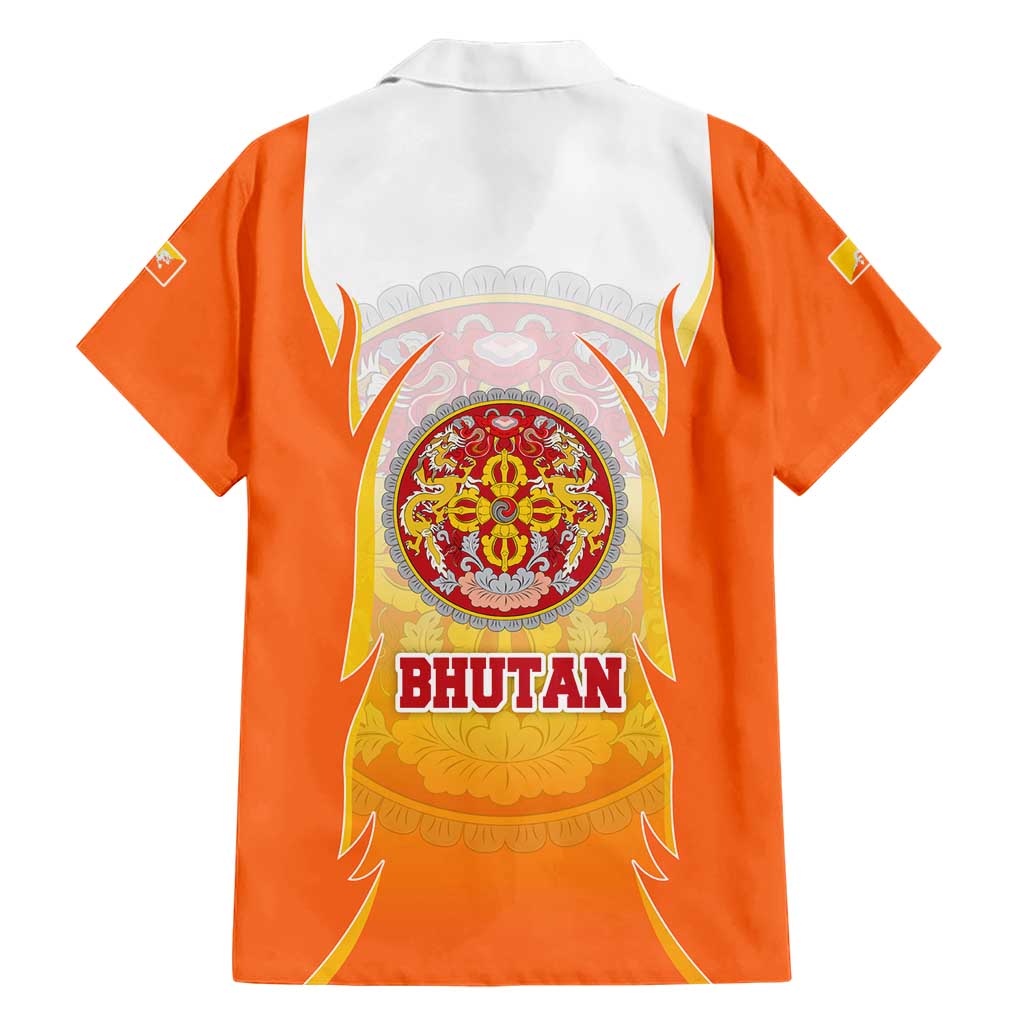 Bhutan Mandala Emblem Family Matching Short Sleeve Bodycon Dress and Hawaiian Shirt with Monastic Orange and Spiritual Harmony