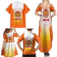 Bhutan Mandala Emblem Family Matching Summer Maxi Dress and Hawaiian Shirt with Monastic Orange and Spiritual Harmony